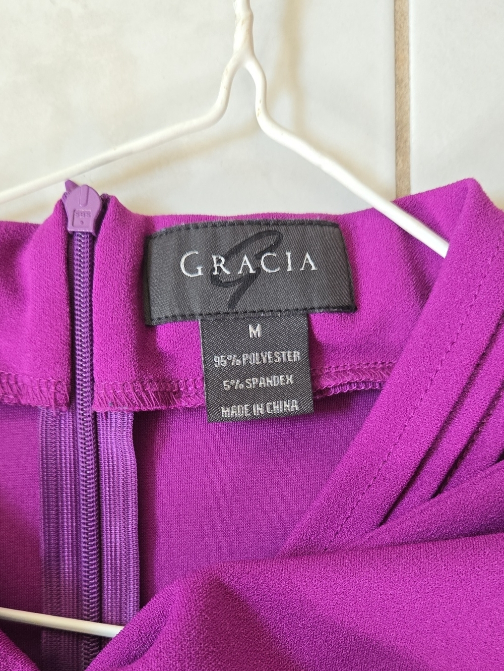 Gracia Purple Puff-Sleeve Bow Neck Blouse - Picture 2 of 5